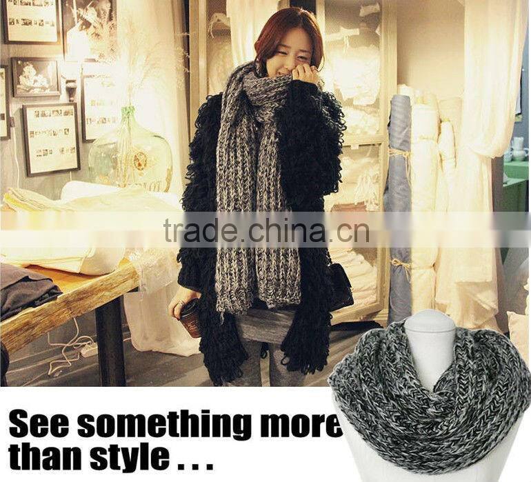 Fashion Gray Color Mohair Winter Lady Knit Scarf