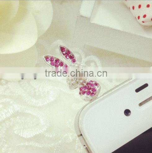 P0831 Crystal Pave Ball Earphone Jack Dust Plug,Phone Charm