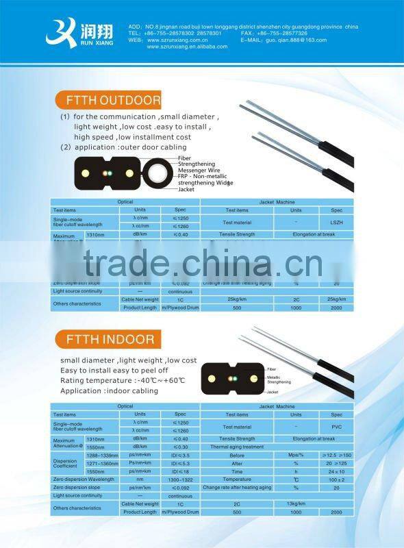 outdoor FRP member fiber convertor GJYXFCH ftth drop fiber optic cable
