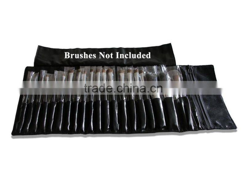 20 slots beauty black faux leather cosmetic brush makeup bag case holder roll