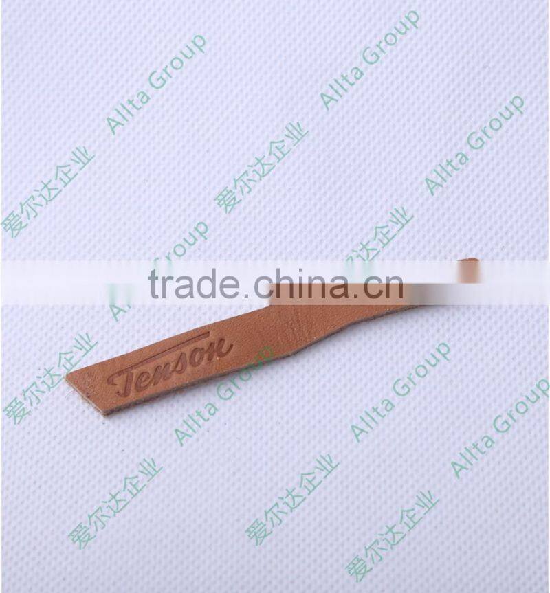Allta Group cheap hot sale custom embossed brown color faux leather patch for hat garment bag