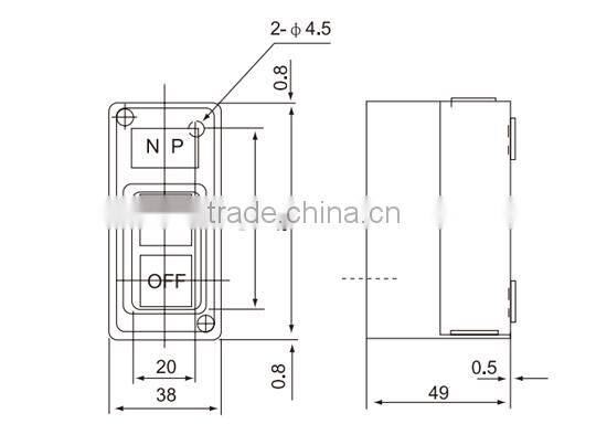 CNTD Power Pushbotton Switch On-off With Black And Red Button Switch Box 15A 2.2KW