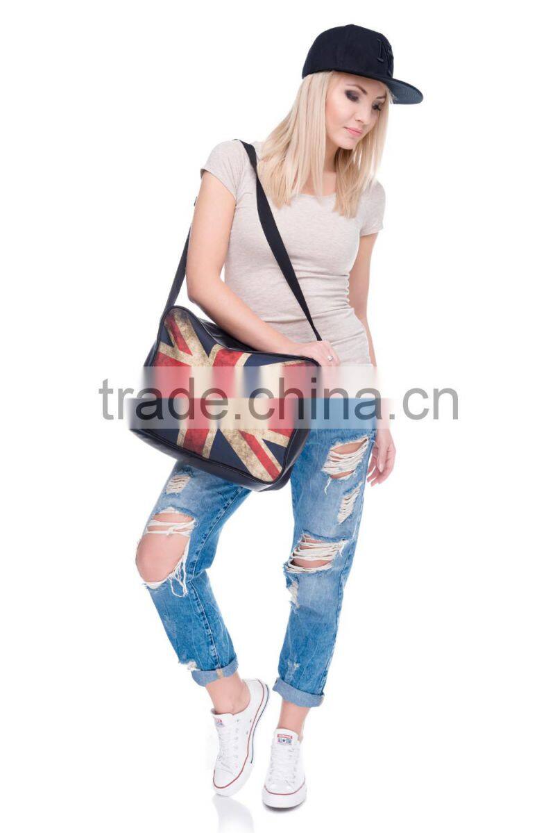 2016 hot fashion 3D retro Union Jack the Union Flag printing one side leather courier bags Shoulder bag message bags