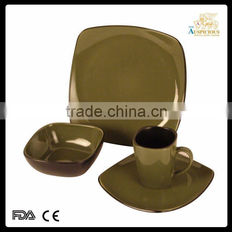 16pcs square glazed stoneware dinner set