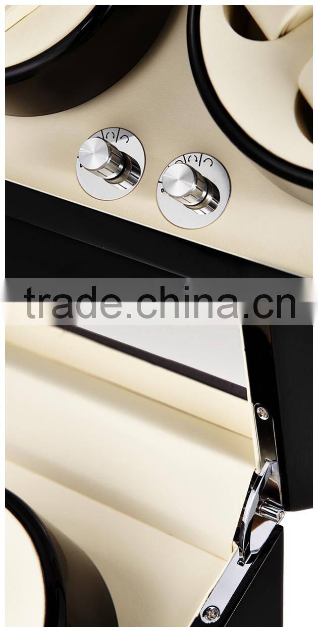 Custom 4 Slot Black Personalized Glossy Wood Watch Winder Box