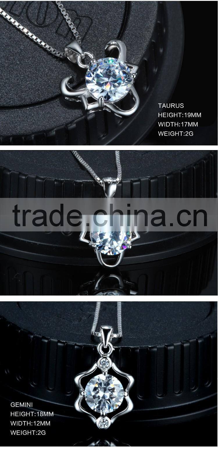 12 constellations 925 Sterling Silver pendant jewelry cubic zircon pendant