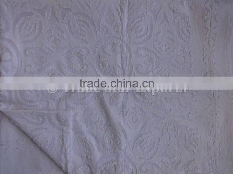 Duvet Cover Cutwork Embroidery Cotton Organdy Fabric Hand Applique Patterns Indian Bedding
