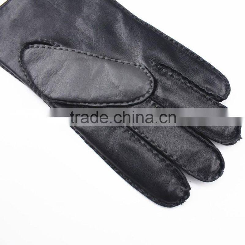 Fashion outside sewing touch screen black sheepskin gloves for men