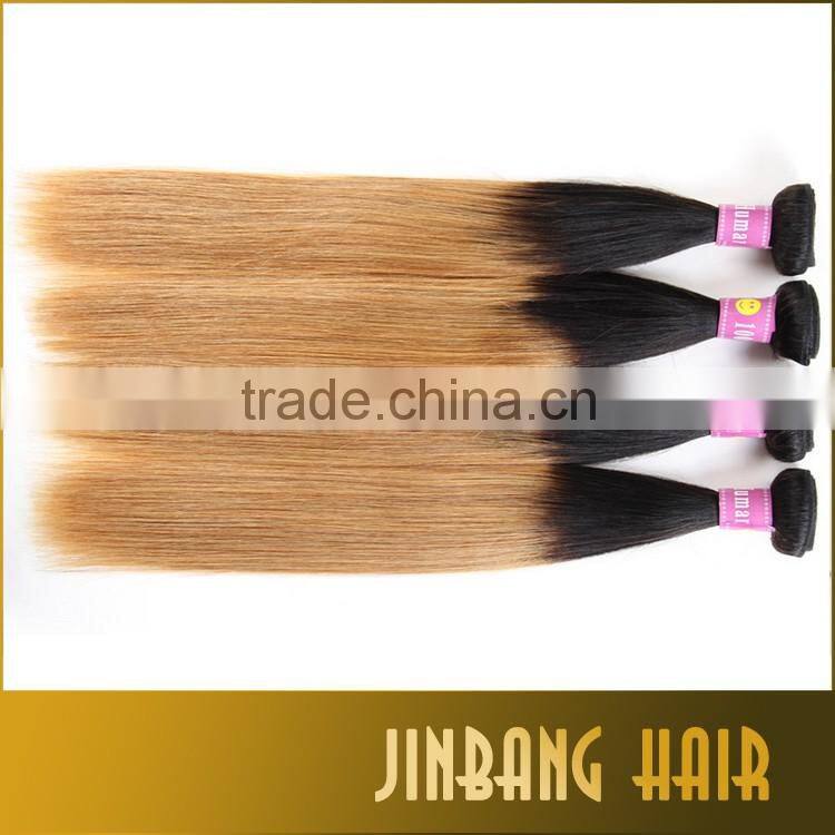 2016 Alibaba wholesale Virgin Hair Weft Brazilian Human Silk Straight Ombre Hair Weave