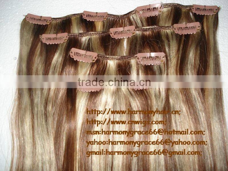 Quality hair extension clip in with double quality