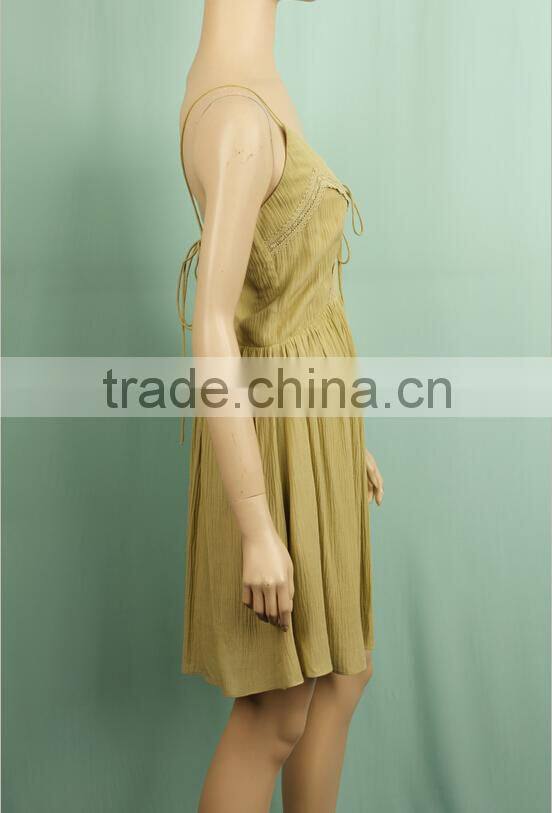 2016 summer new style rayon cotton spaghetti strip short backless sexy dress DD151032863