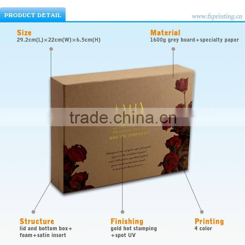 Waxed Cosmetic Packaging Slide Cardboard Box with Sponge