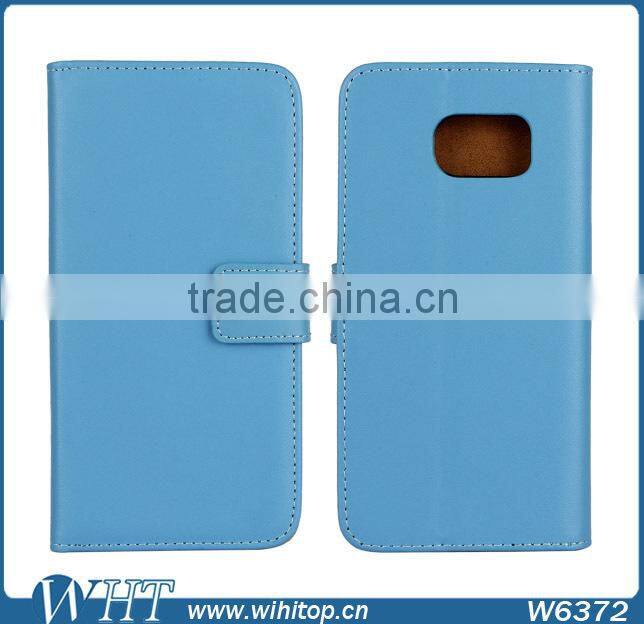Genuine Leather Booklet Case for Samsung Galaxy S6 with Stand Card Holder