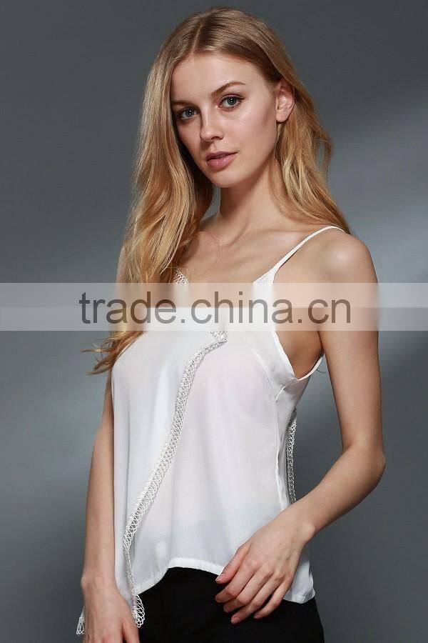 Lace Trim Cami White New Wrap Lace Designer Casual Top Women White Tank Top