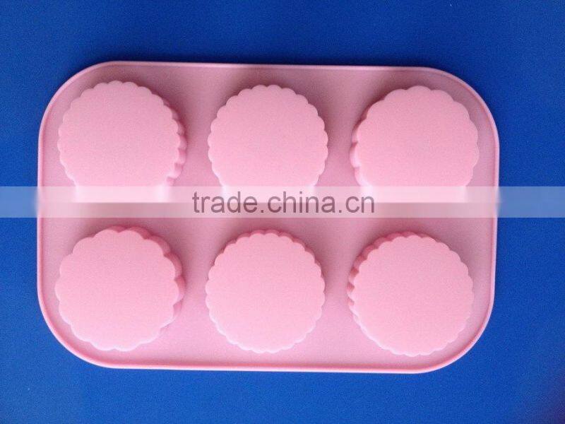 6-Cylinders Flexible engraved design Silicone Molds For Soap Candy Chocolate moon cake