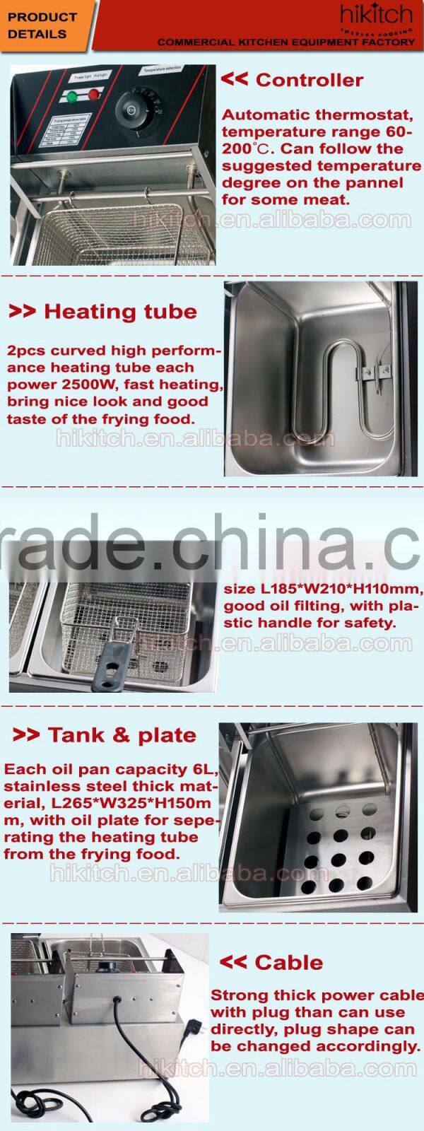 Commercial chicken chips donuts fryer kitchen cooker 2-tank 2-basket factory hot sale
