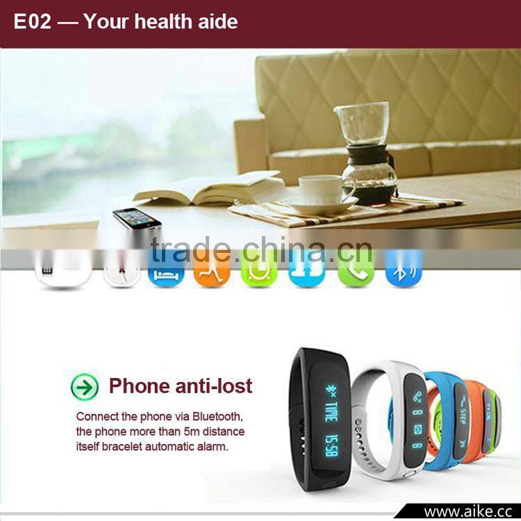 Smart Wrist Watch E02 Smartband Waterproof Bluetooth Fitness Tracker Health Bracelet Sports Wristband Gear Fit For Android IOS