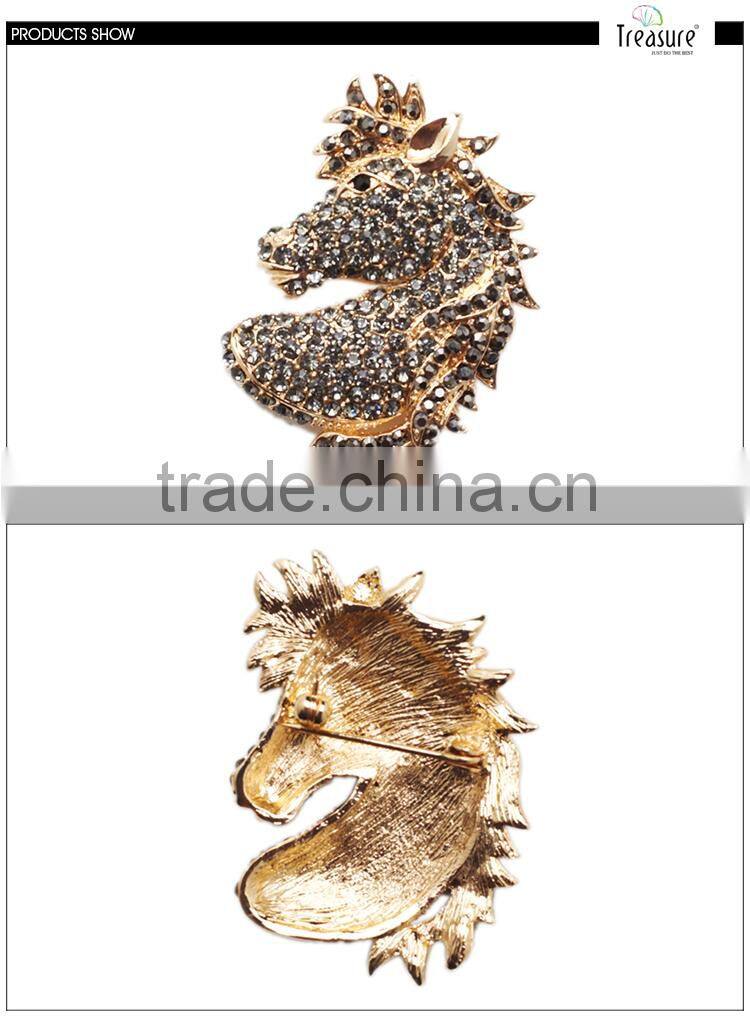 Wholesale Jewelry gun black and golden alloy Boar shape rhinestone brooch jewelry