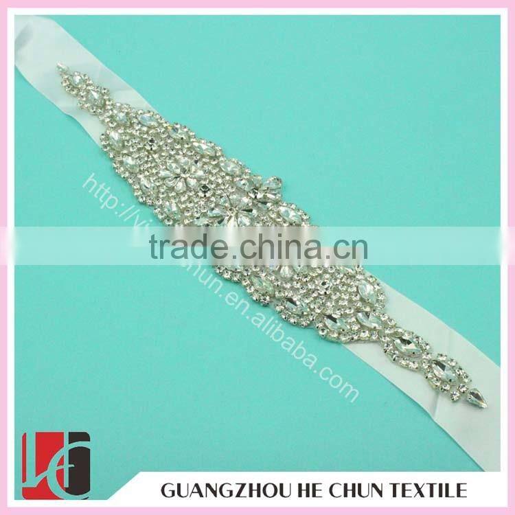 HC2082 Pair of Heart Appliques Wholesale Sew on Bling Stone Appliques,Handmade Bling Bead Applique