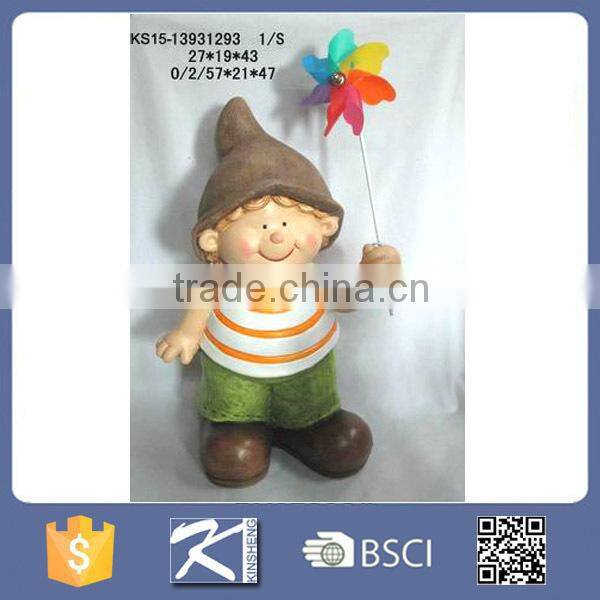 Mgo garden decorative boy & girl with windmill