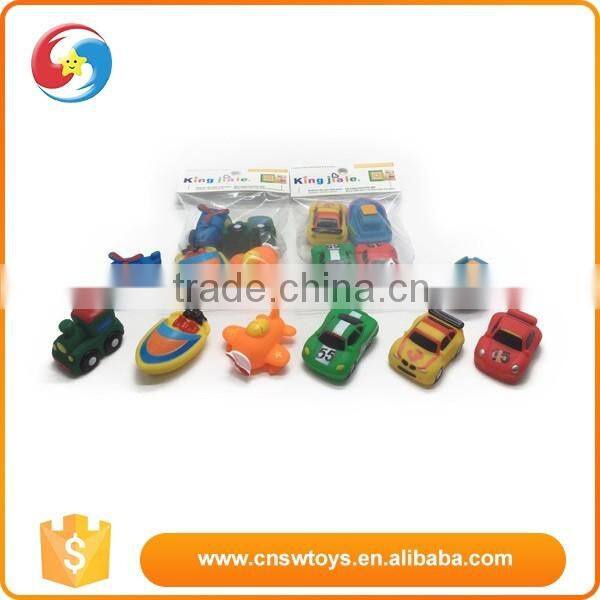 Rubber different shaped traffic water spray bath toy squirt toy set