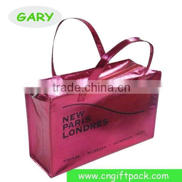 Non Woven Bag with Zipper Tote Bag Metallic Shopping Tote 2016