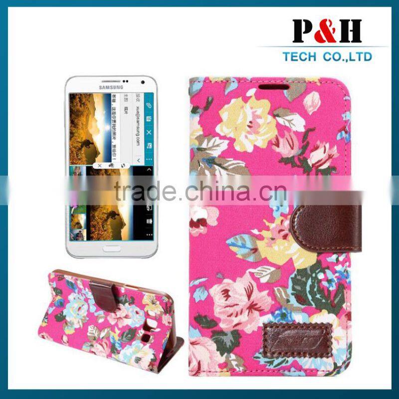 High Quality Pretty Printed Wallet Leather Stand Case for Samsung Galaxy E7