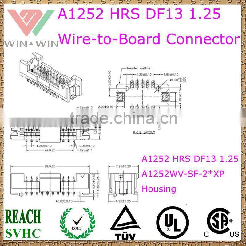 1.25mm pitch A1252 HRS DF13 1.25 Electronic Wire to Board Connector