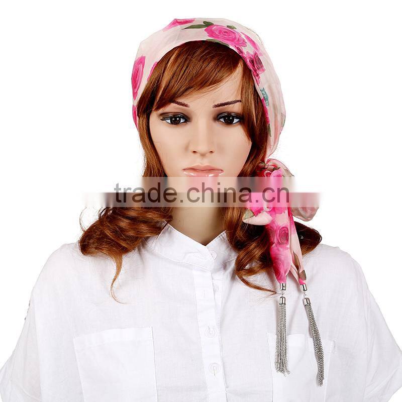 Fashion romantic rose pattern scarf,soft polyster scarf