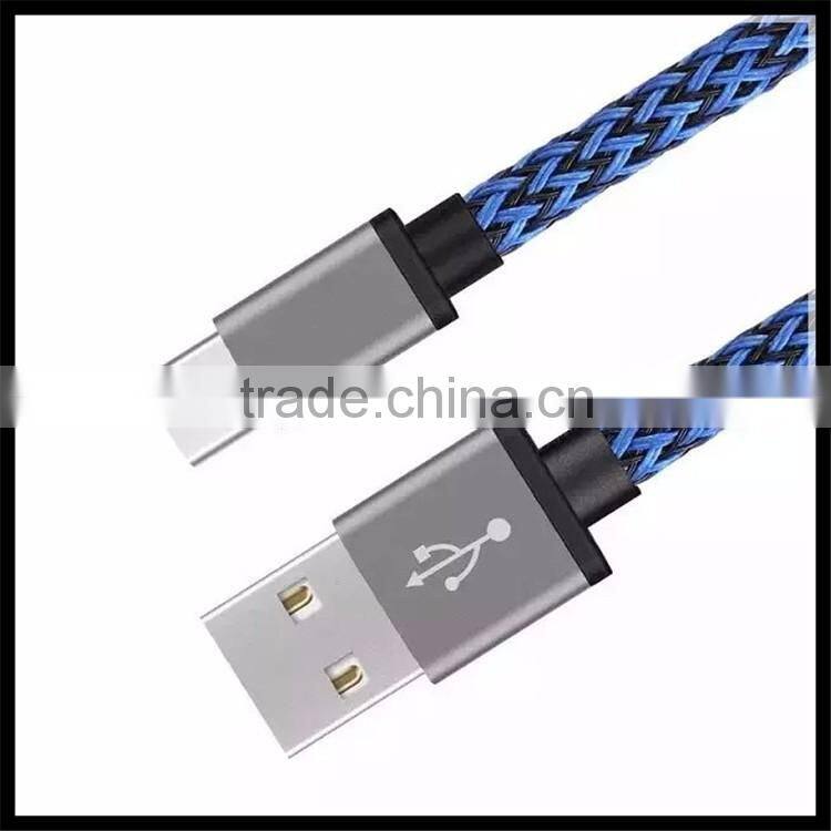 2016 Quick Charge Braided Aluminum Alloy Data Line Type-C to USB 2.0 Cable