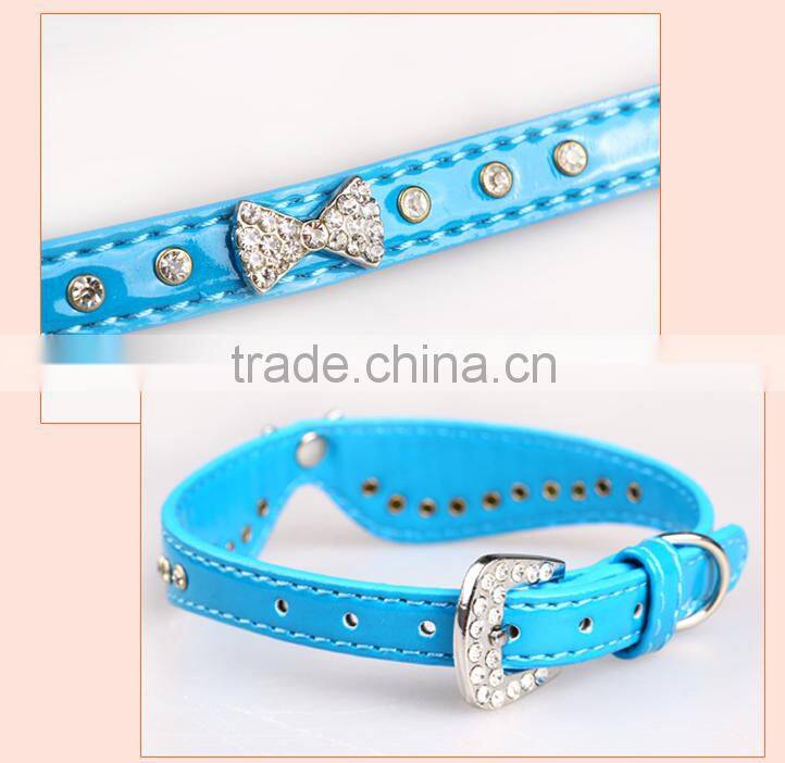 Fashion Diamond Studded Leather Dog Collar With Nice Colour;diamond-studded Leather Dog Collar and leash;dog collars and leashes
