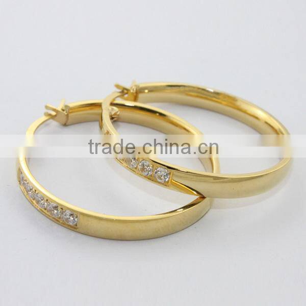alibaba website, 2014 new product wholesale fashion jewelry, gold plated stainless steel hoop earring for women