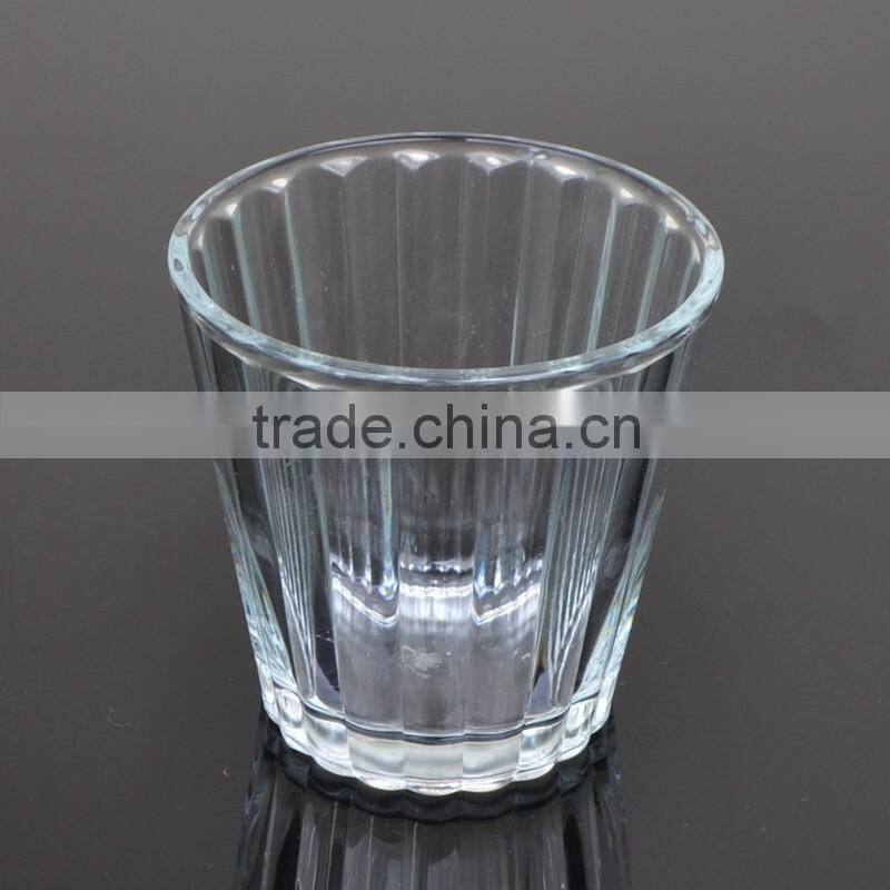 Round Shape Votive Candle Holder Clear Candle Glass with Embossed Pattern