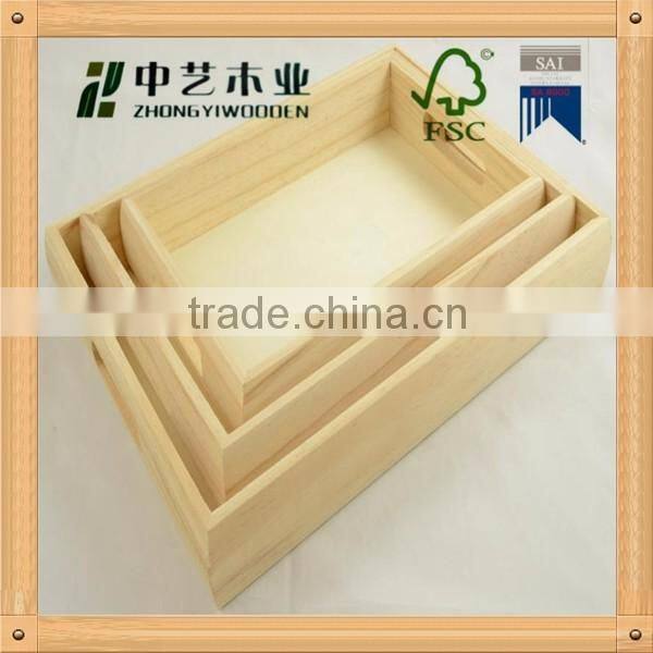 Trade assurance custom large wood tray for food bamboo tray for coffee