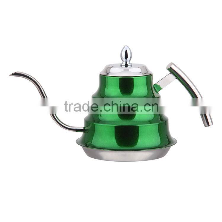 colourful stainless steel long spout coffee pot & tea pot