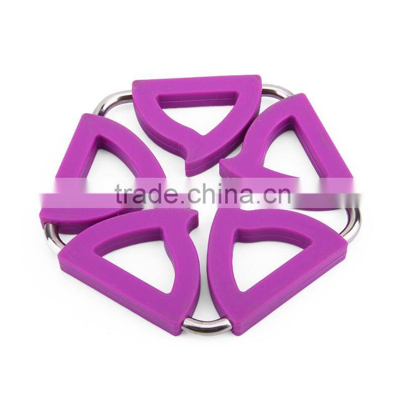 Insulation and heat resistant pentagon transformable silicone stainless steel pot holders