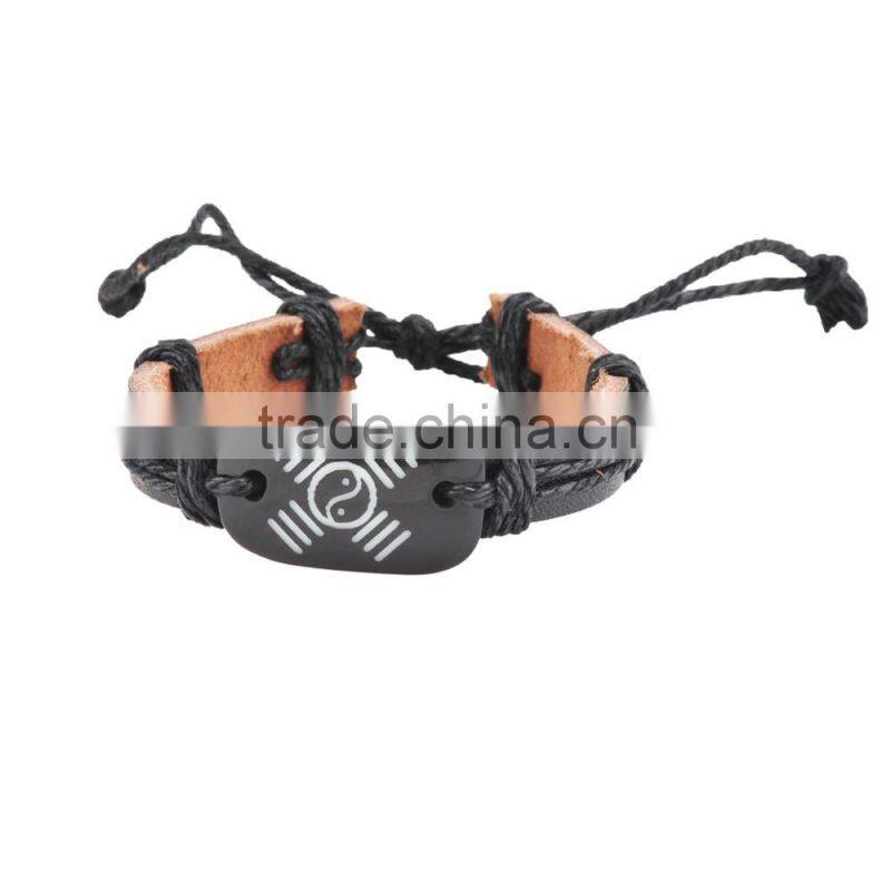Genuine Leather Bracelet with Simple Universe Diagram Painted Leather Accessory.