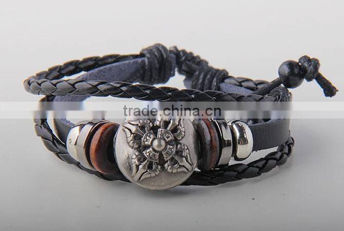 Wholesale leather engravable bracelets, men leather bracelet