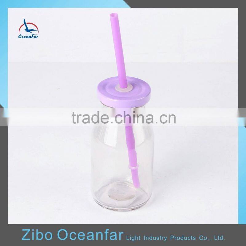 Transparent Soy Milk Bottle High Quality Mini Glass Bottle Coconut Milk With Colored Lid
