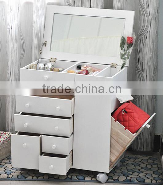 wood furniture modern foldable dressing table with drawers