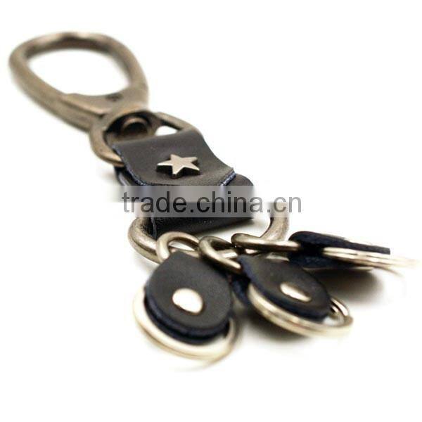 Leather key chain with metal D ring