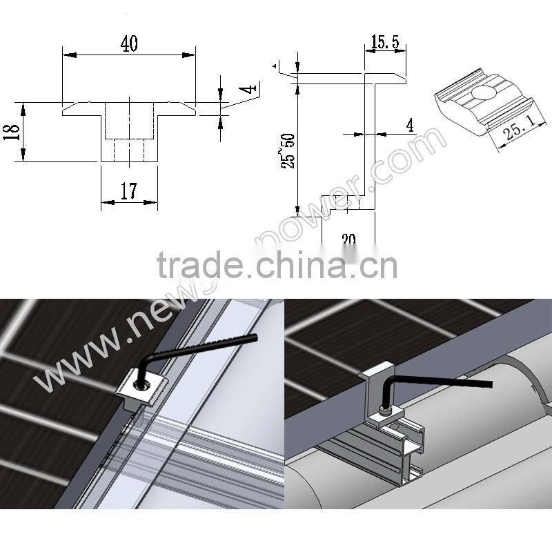 Anodized Aluminum Inner/Mid Clamp Kit,End Camp Kit for Roof Solar Mounting System