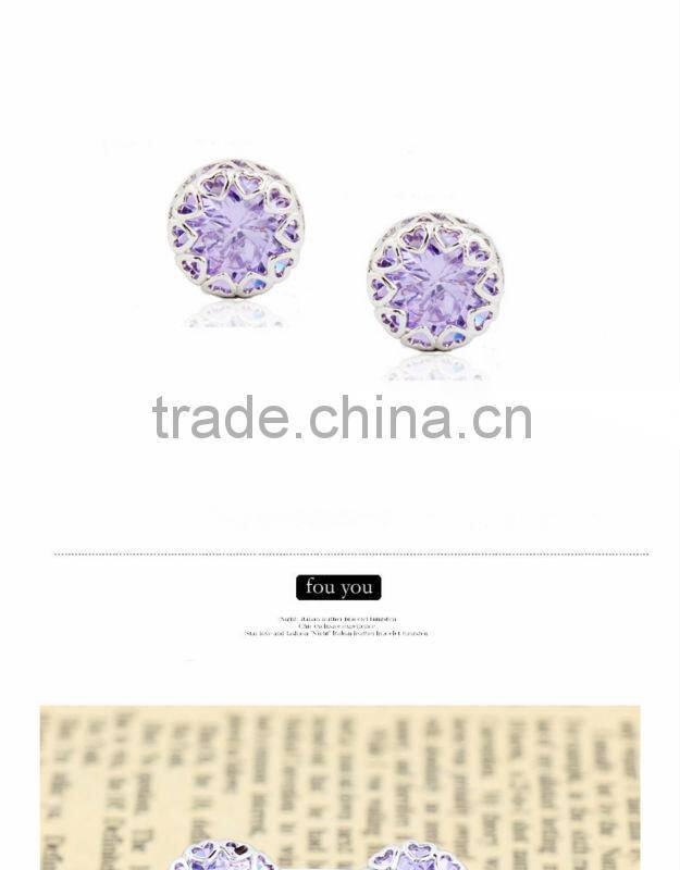 43b china elegance design silver heart inlay earring cookie stamp cz