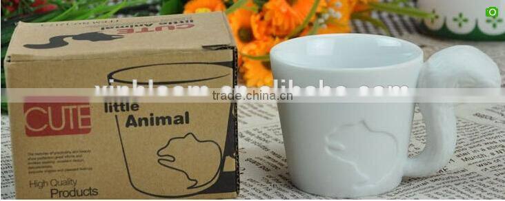 creative simple barrel shape of white120 oz carved sakura gift ceramic coffeee mug with lid