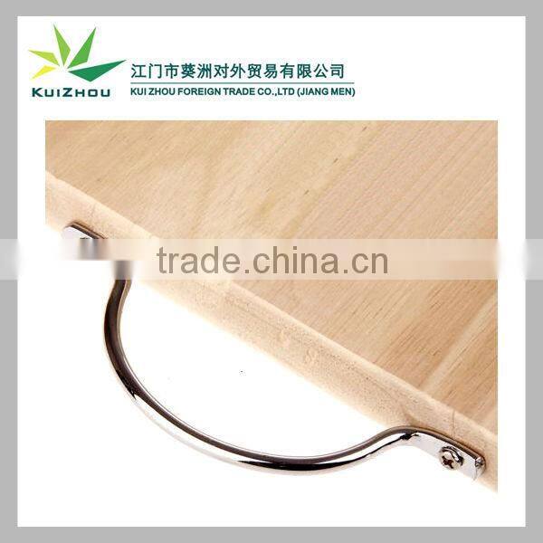 Long wooden cutting board with stainless steel handle