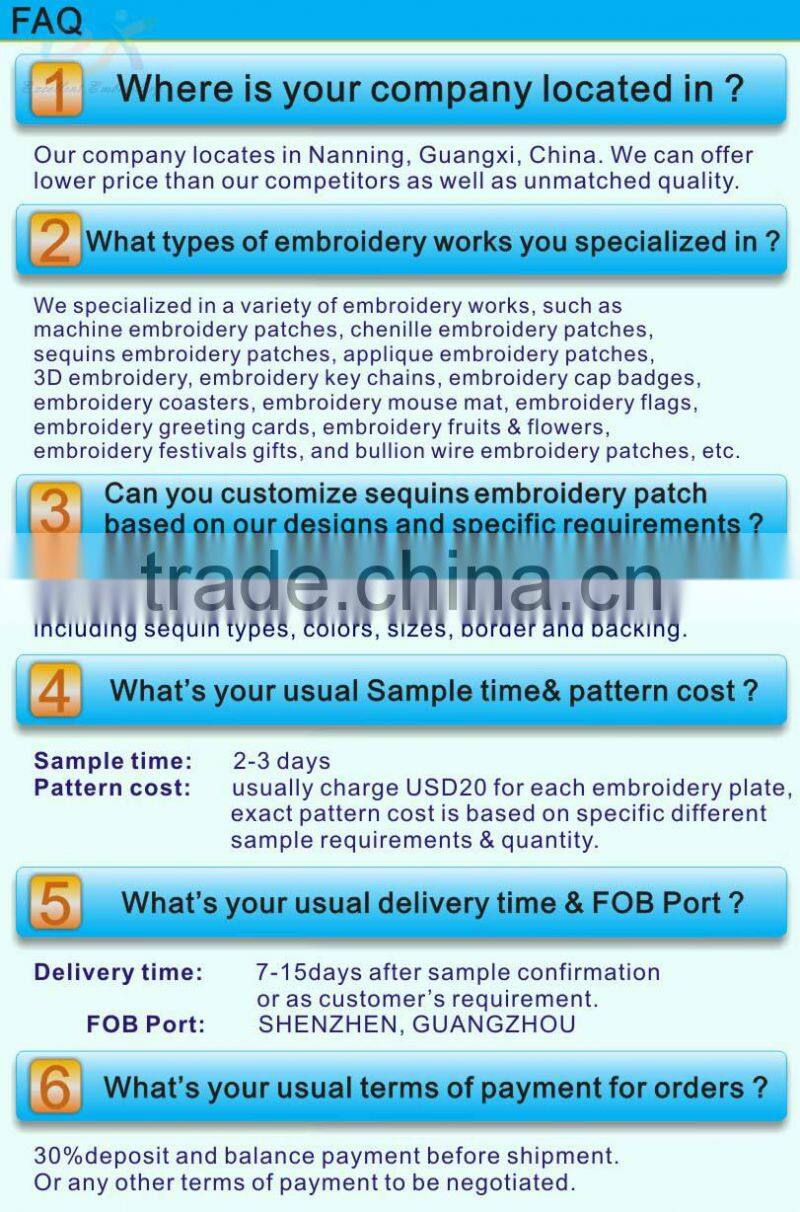 high quality iron-on sequins embroidery number