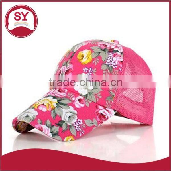 summer printed rose women Cap Baseball cap wholesale mesh cap/trucker cap