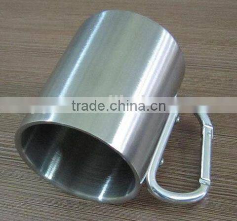 2014 Hot selling carabiner ring eco-friendly FDA LFGB double layer stainless steel coffee mug cup tumbler