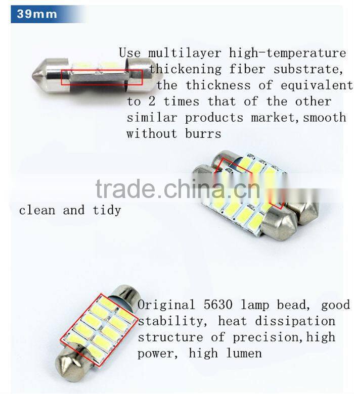 10SMD 5630 Car Led Festoon Lamp Led Bulb 12v C5W 39MM Car Room Light