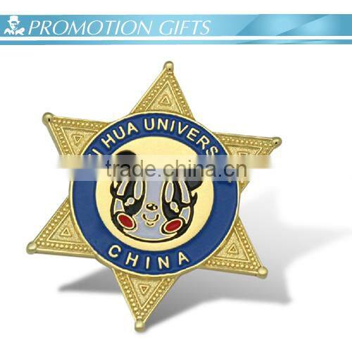 high quality custom star metal badge pin